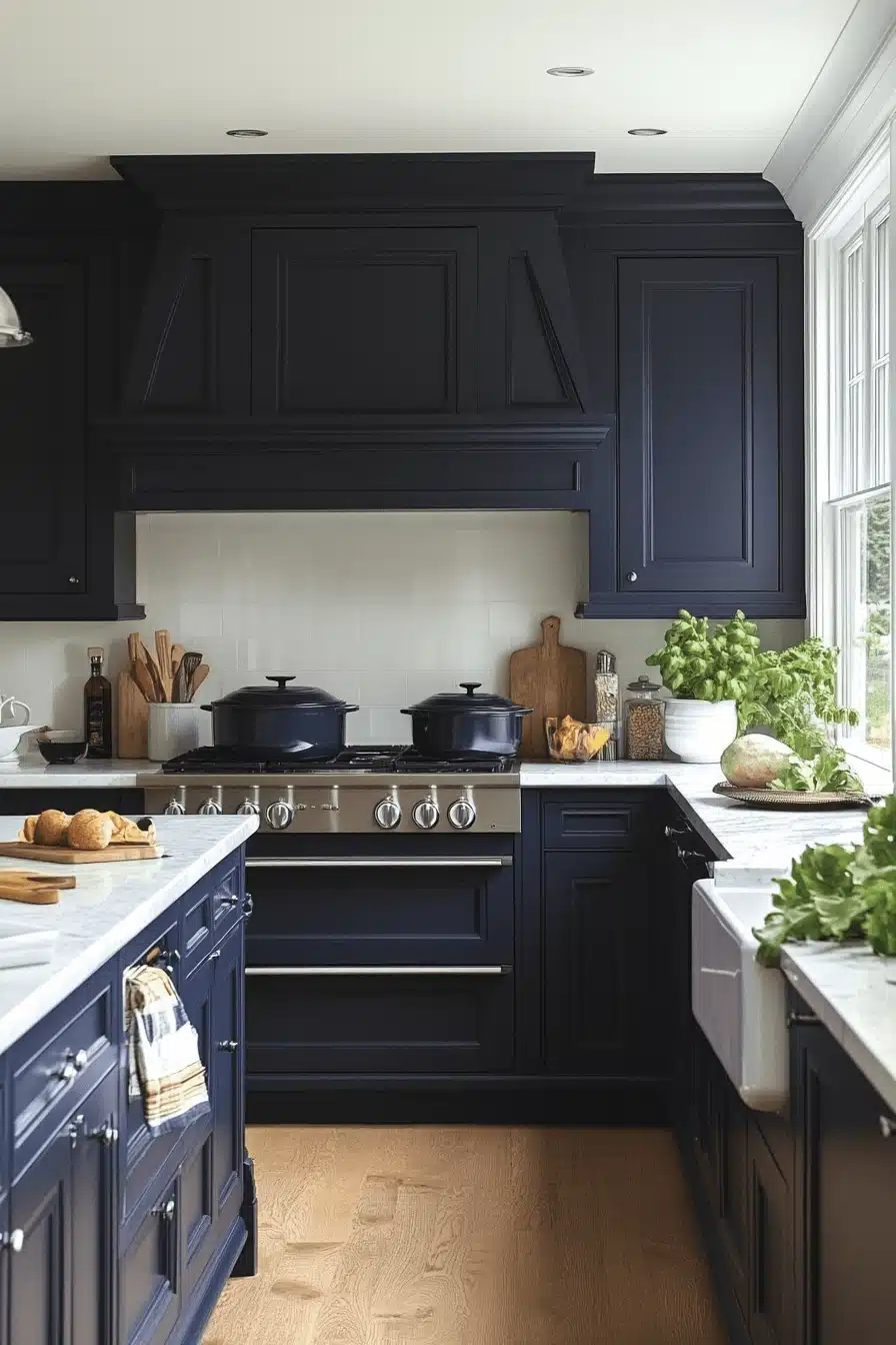 navy blue kitchen cabinets