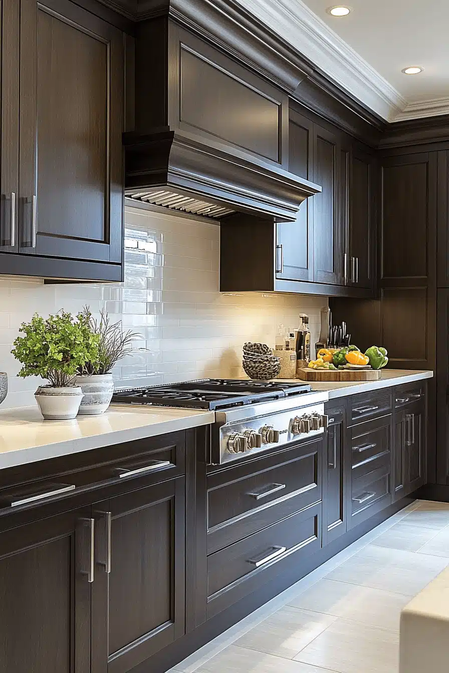dark wood kitchen cabinets