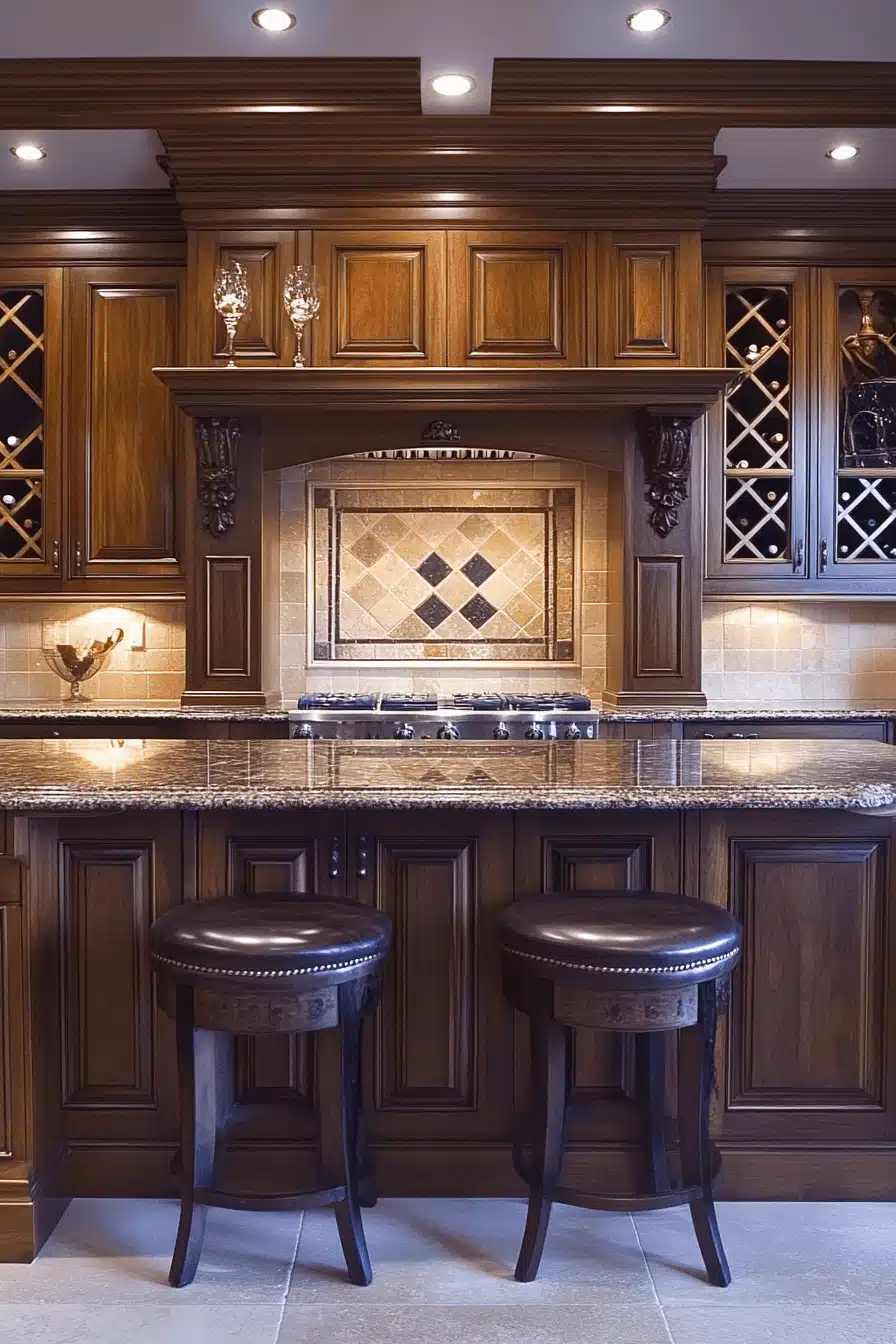brown cabinets kitchen