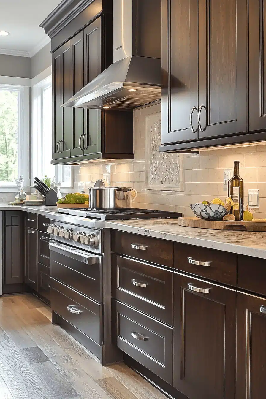 dark wood kitchen cabinets