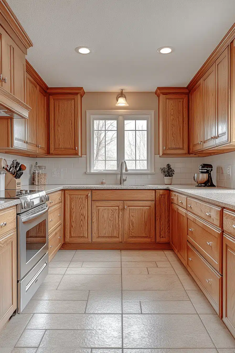 honey oak kitchen cabinets