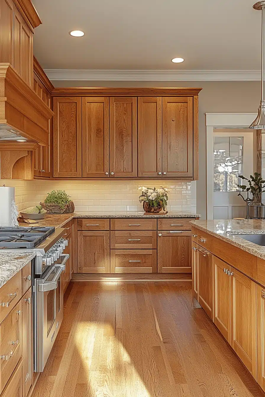 honey oak kitchen cabinets