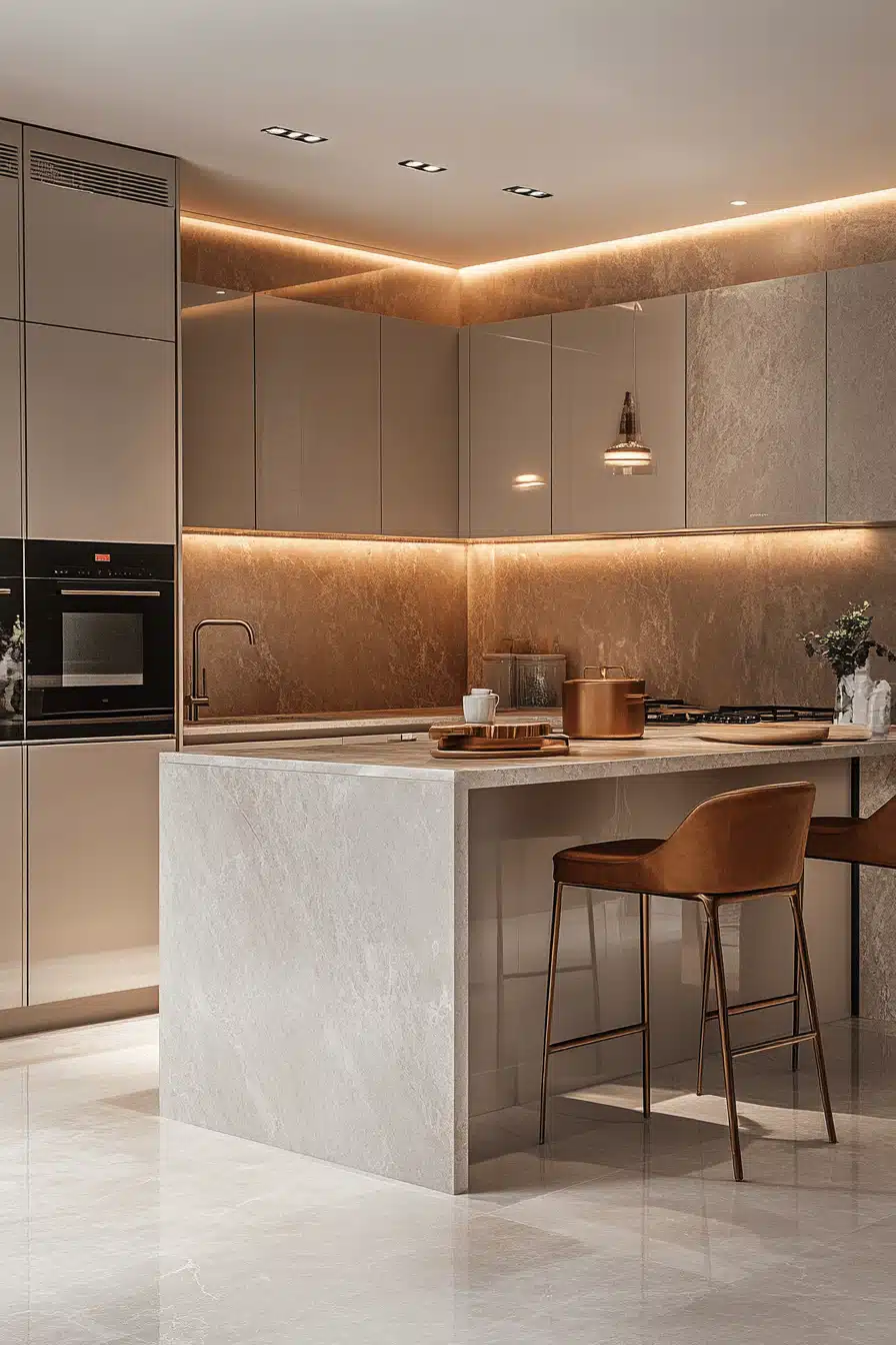 beige kitchen cabinets