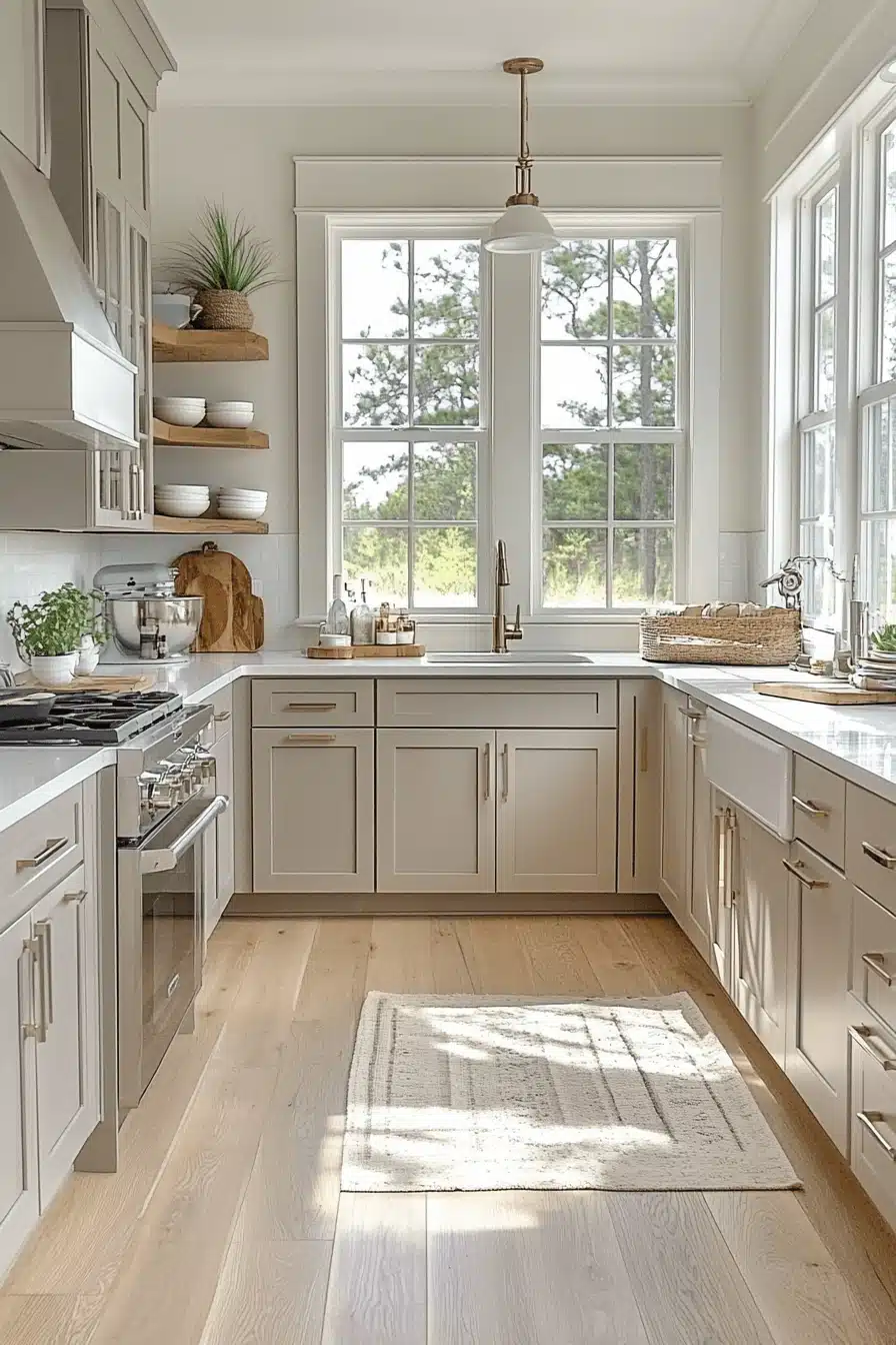 greige kitchen cabinets