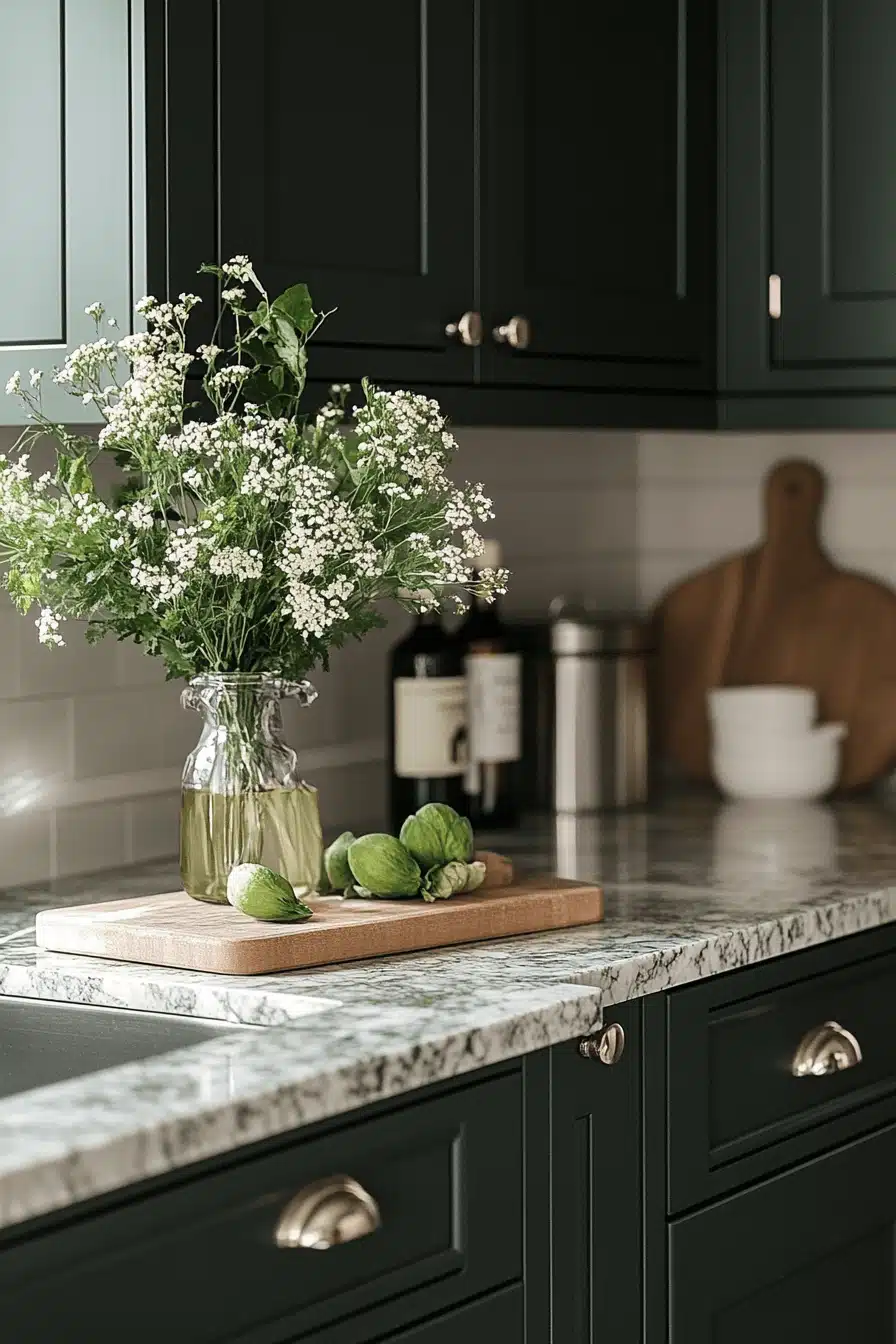 dark green kitchen cabinets