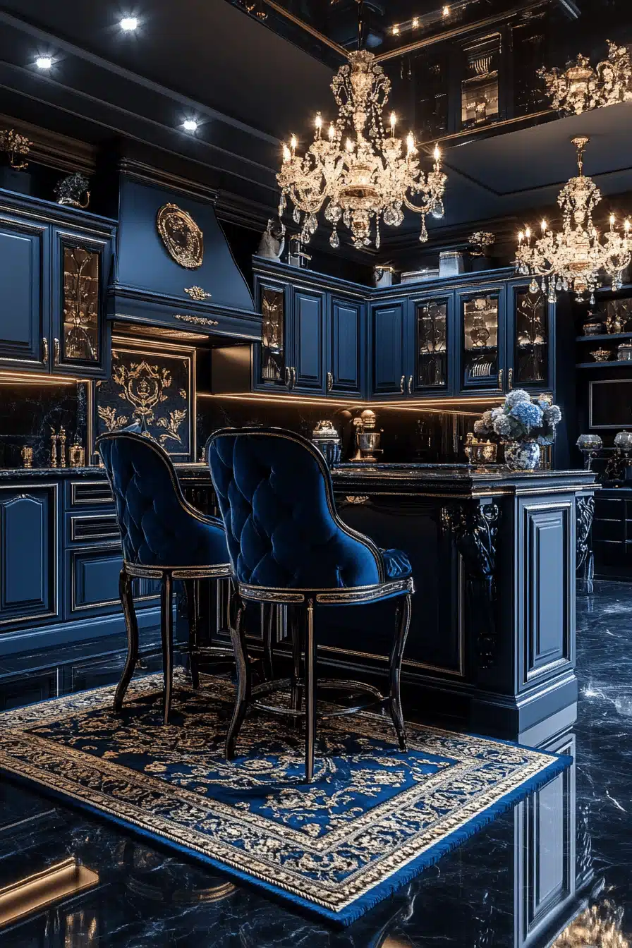 navy blue kitchen cabinets