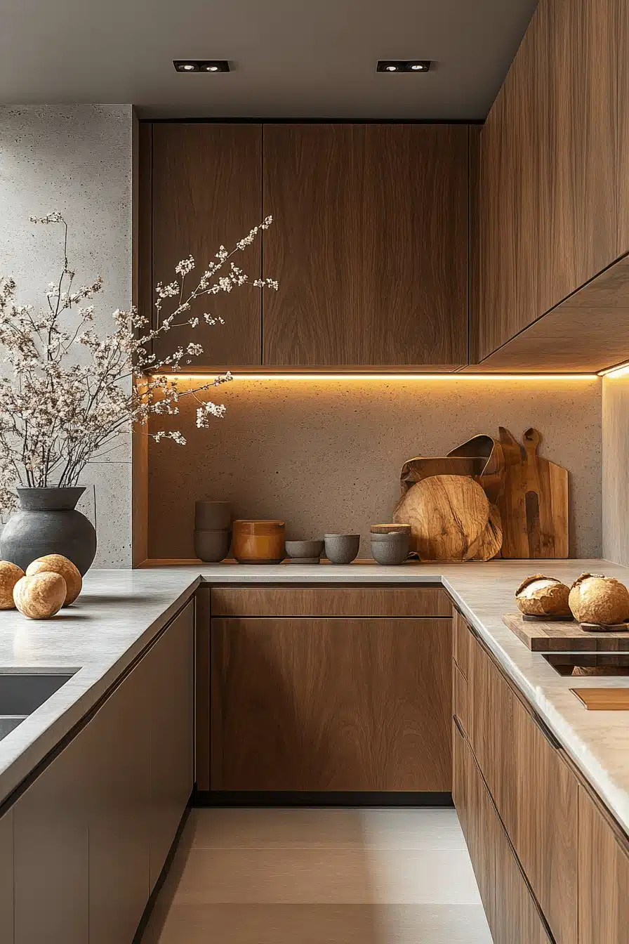 brown cabinets kitchen