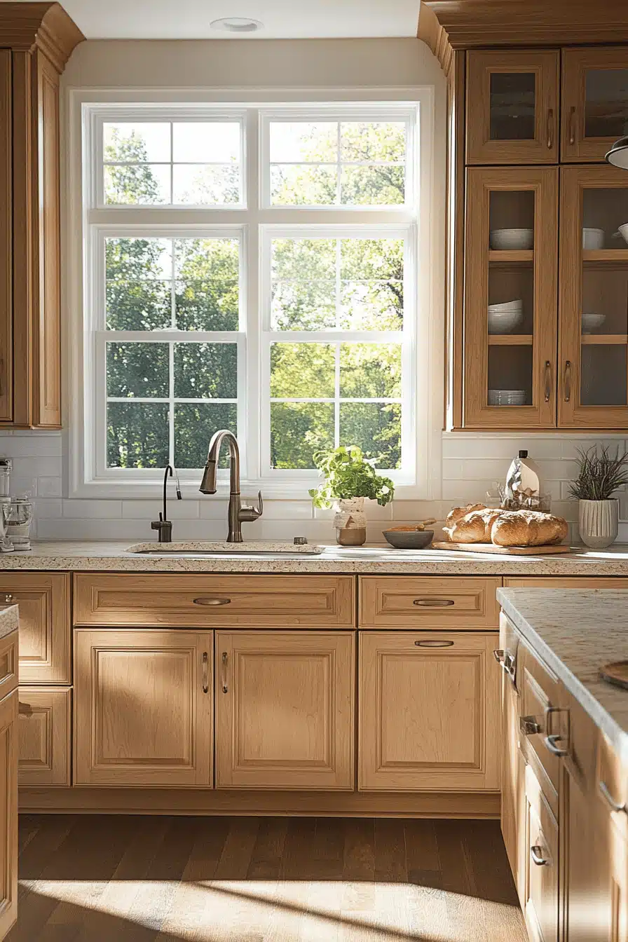 beige kitchen cabinets