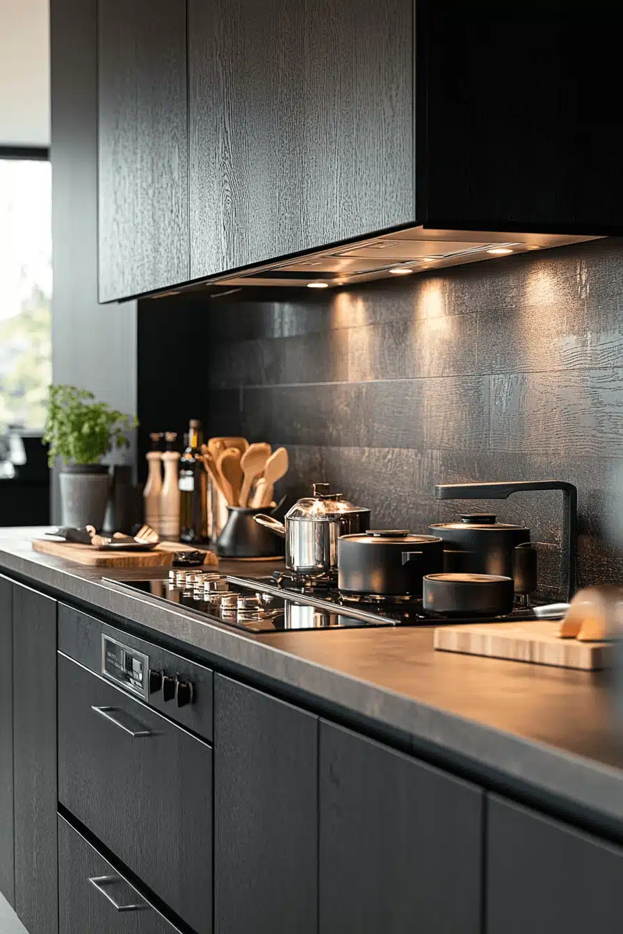 dark wood kitchen cabinets