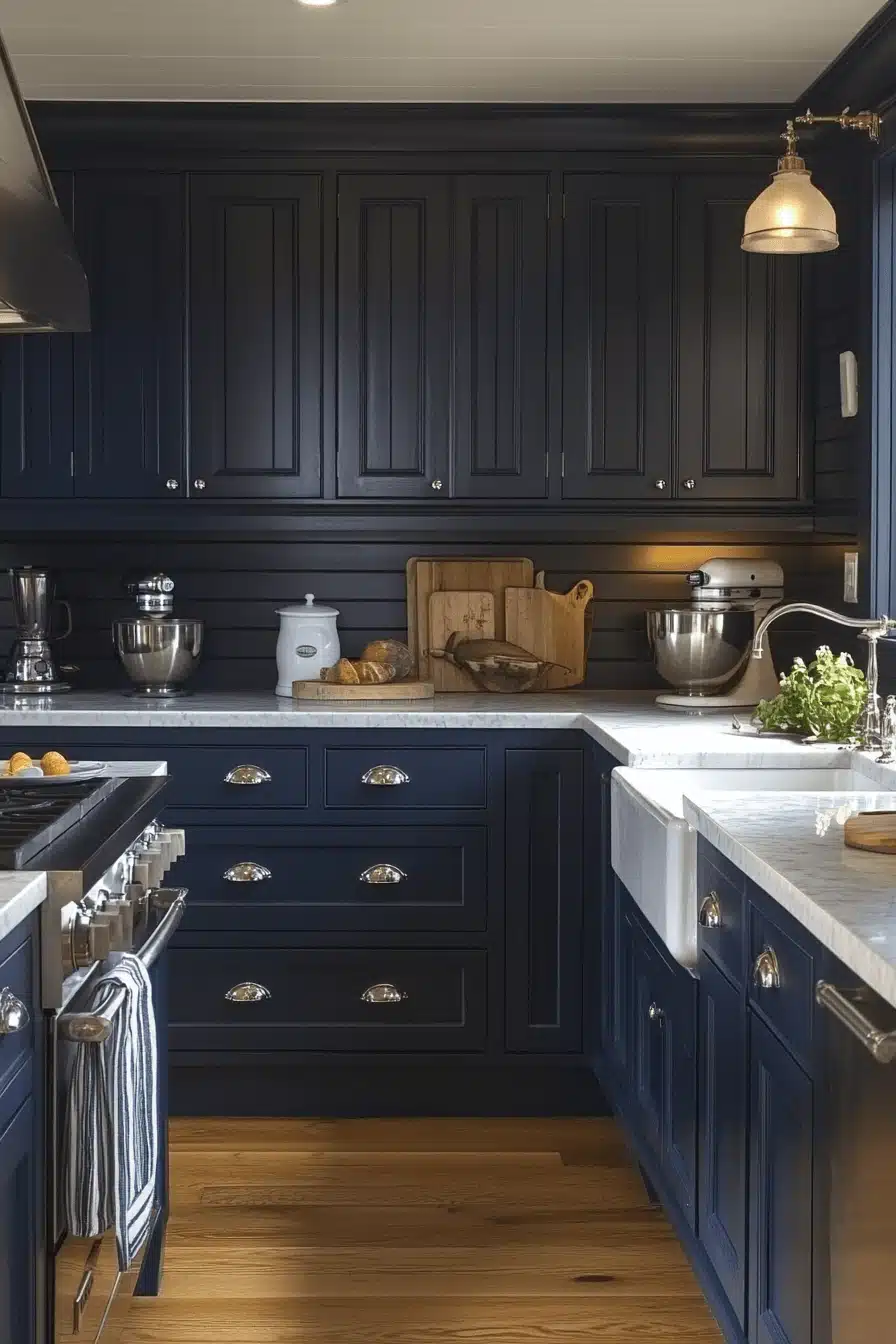 navy blue kitchen cabinets