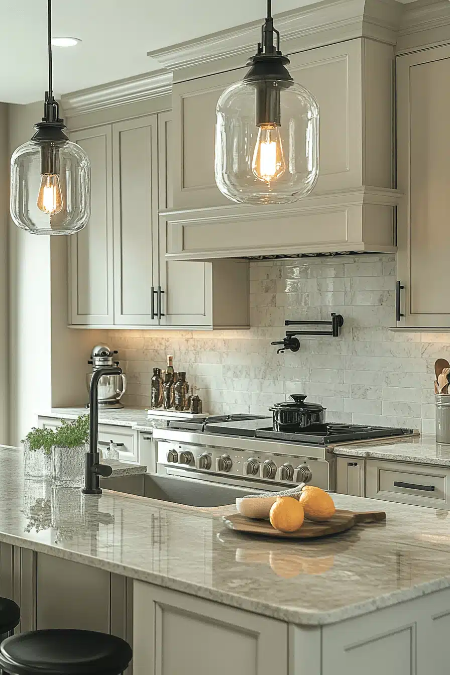 beige kitchen cabinets