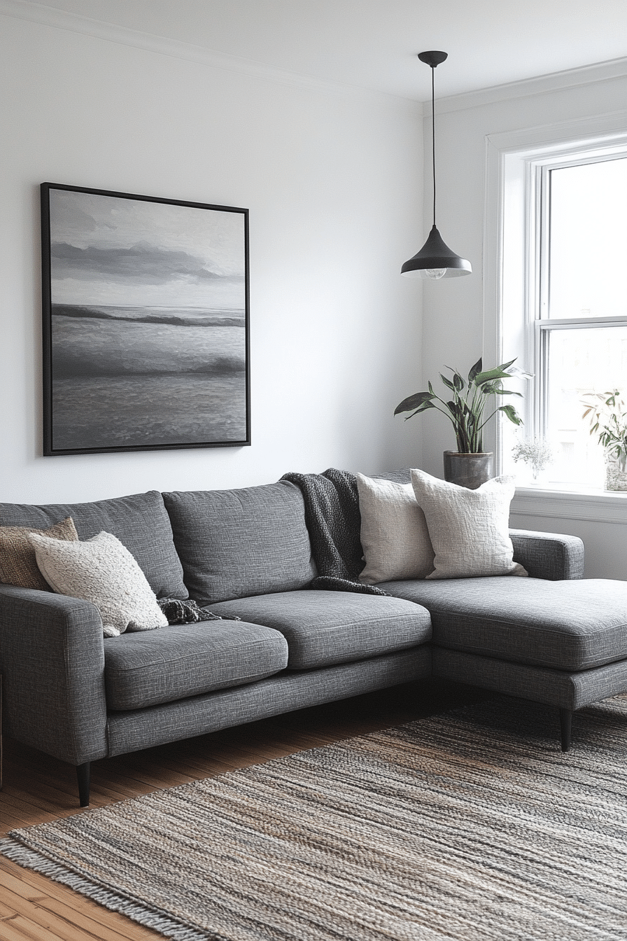 grey sofa decor