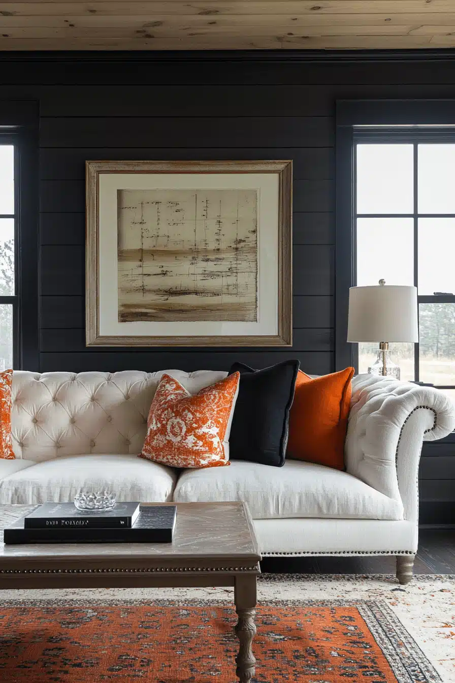 Grey and orange living room