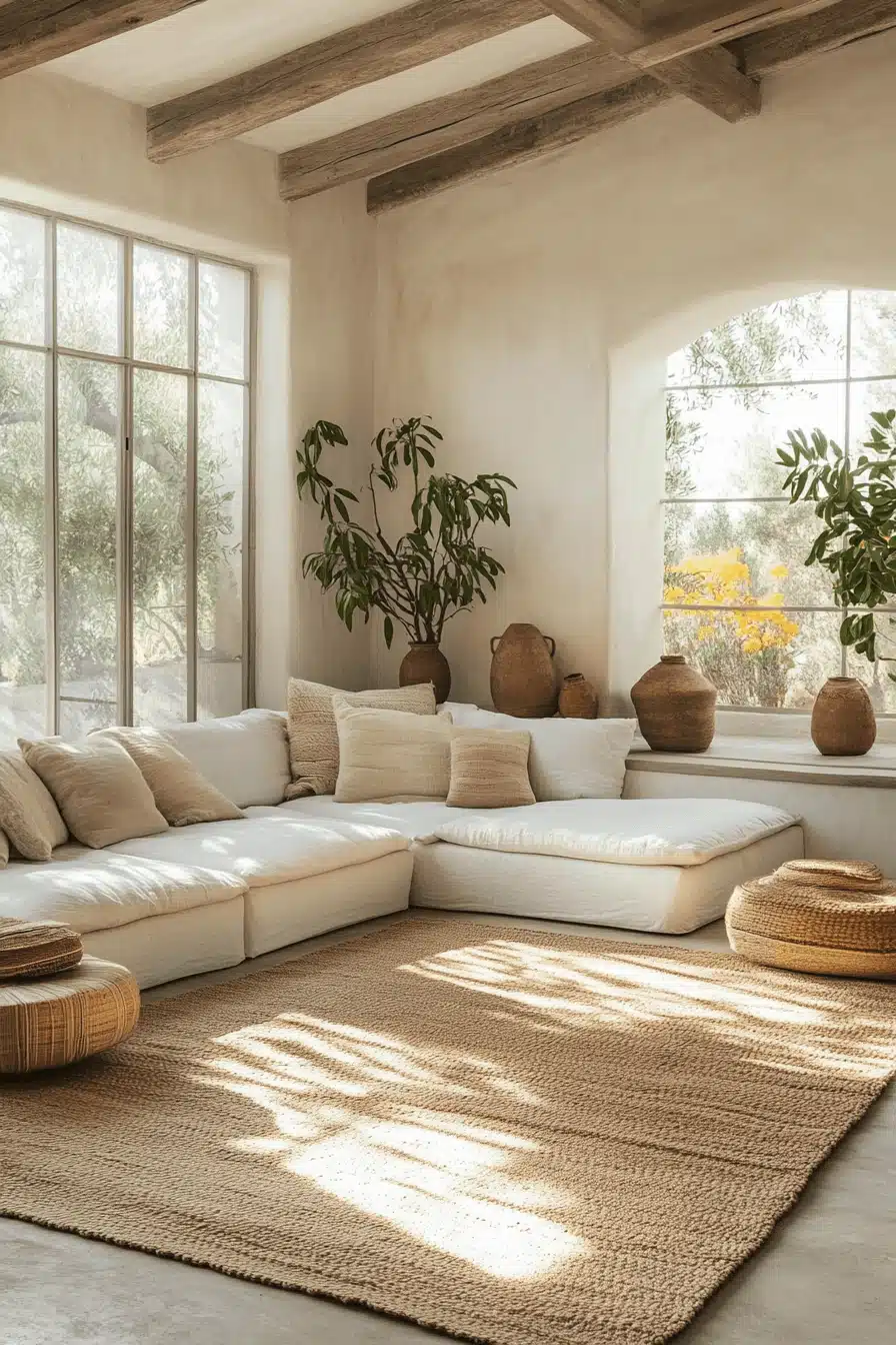 boho mid century modern living room