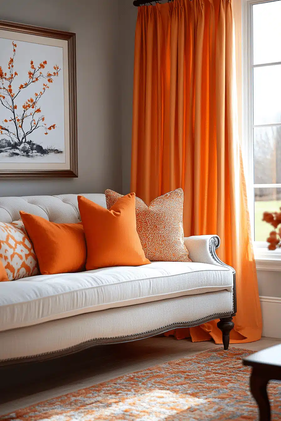 Grey and orange living room
