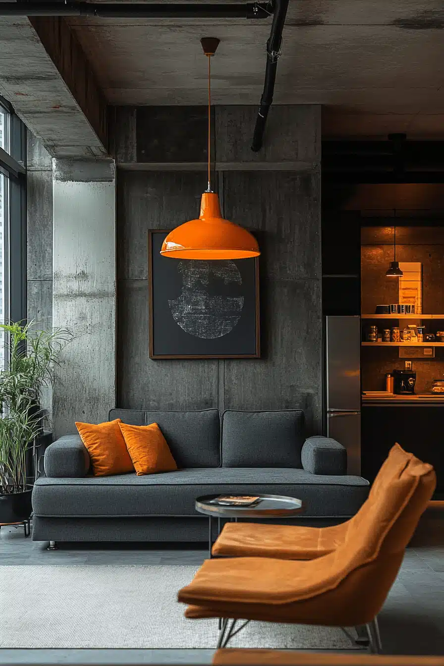 Grey and orange living room