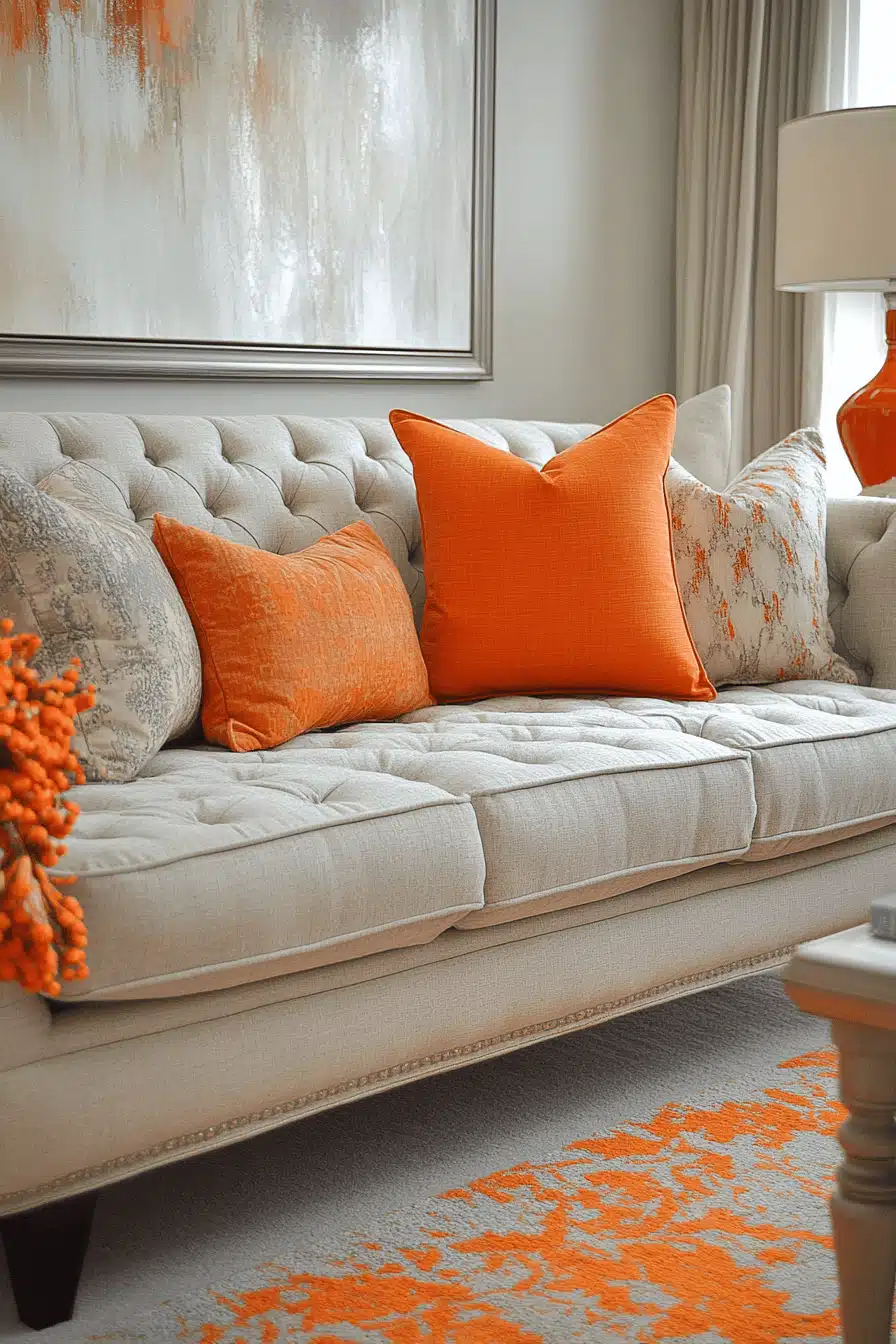 Grey and orange living room