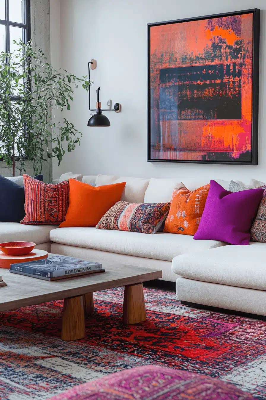 boho mid century modern living room
