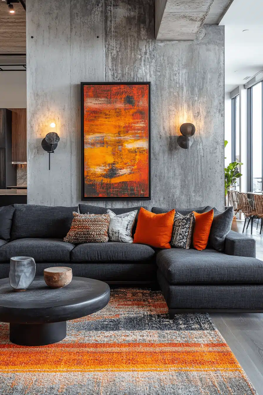 Charcoal sofa living room