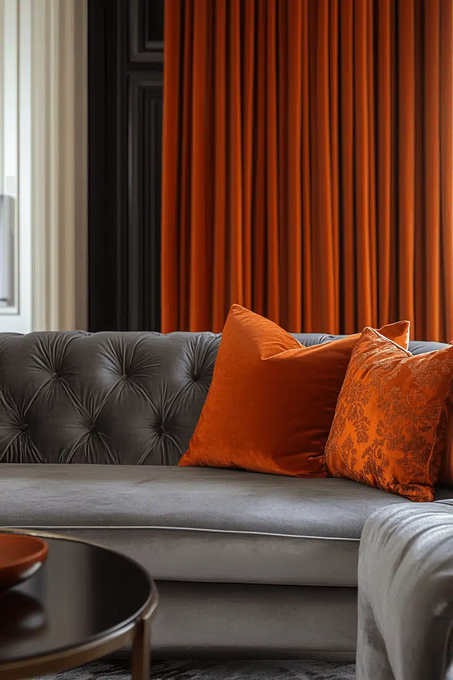 Grey and orange living room