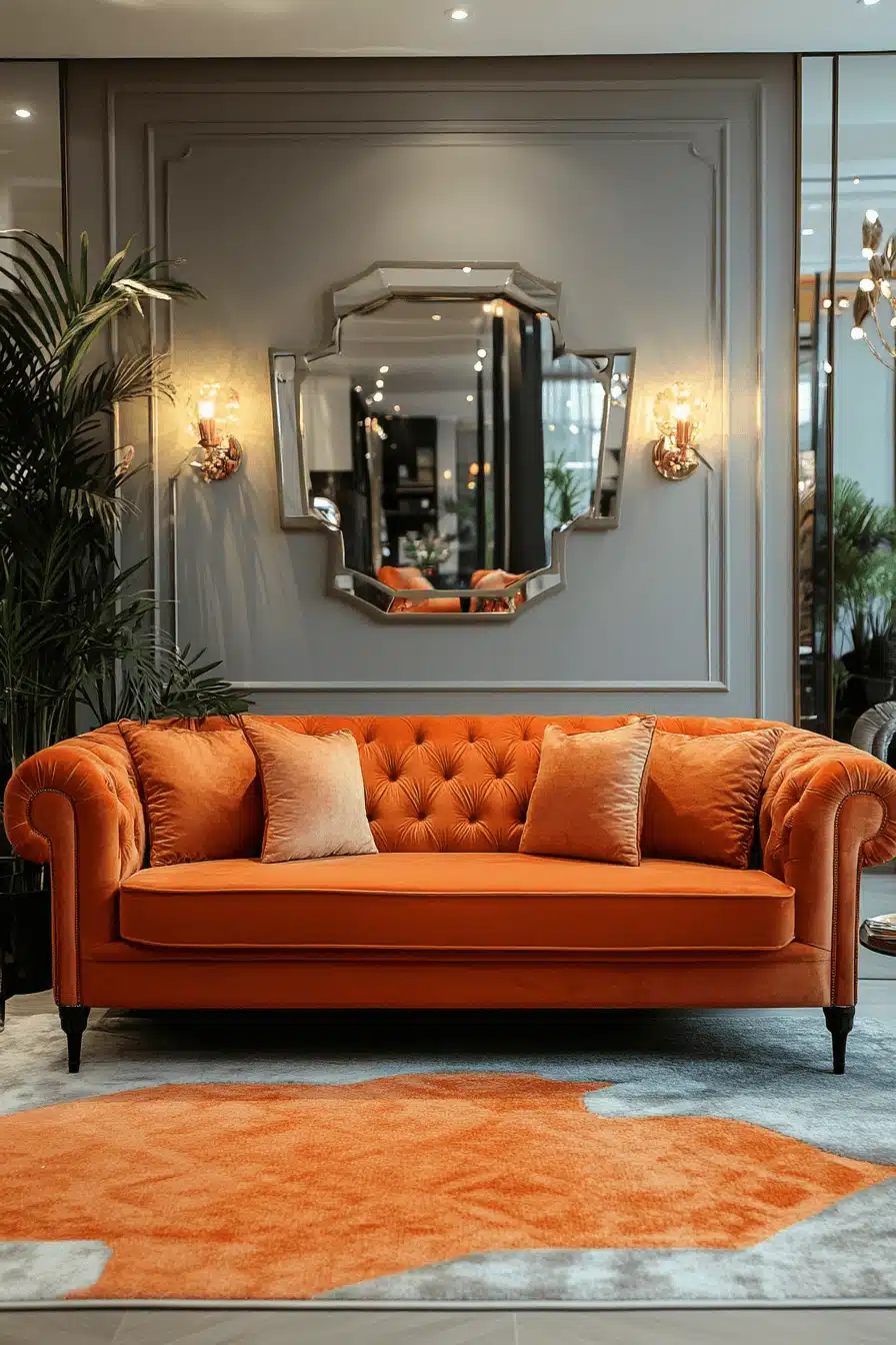 Grey and orange living room