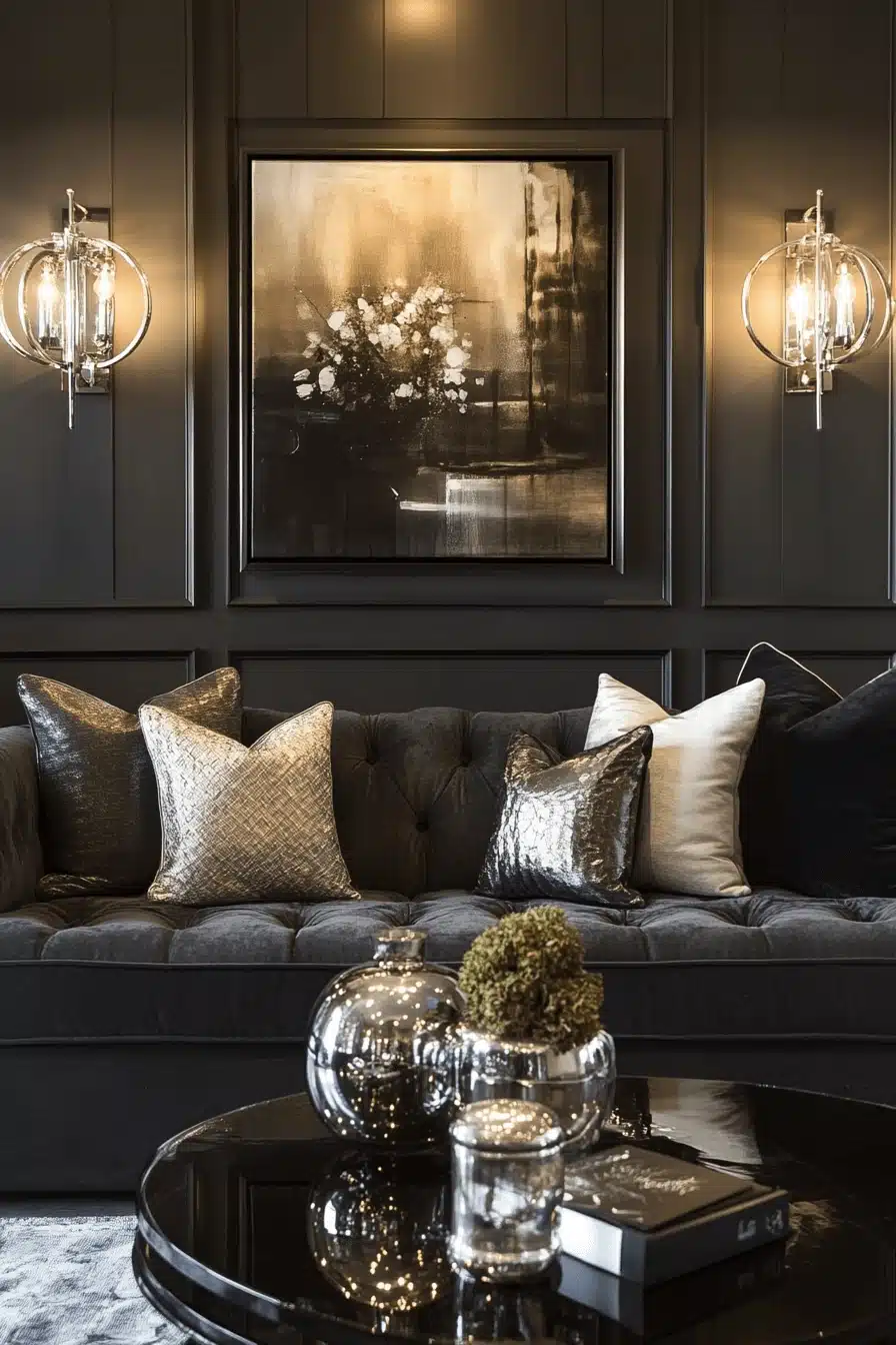Charcoal sofa living room