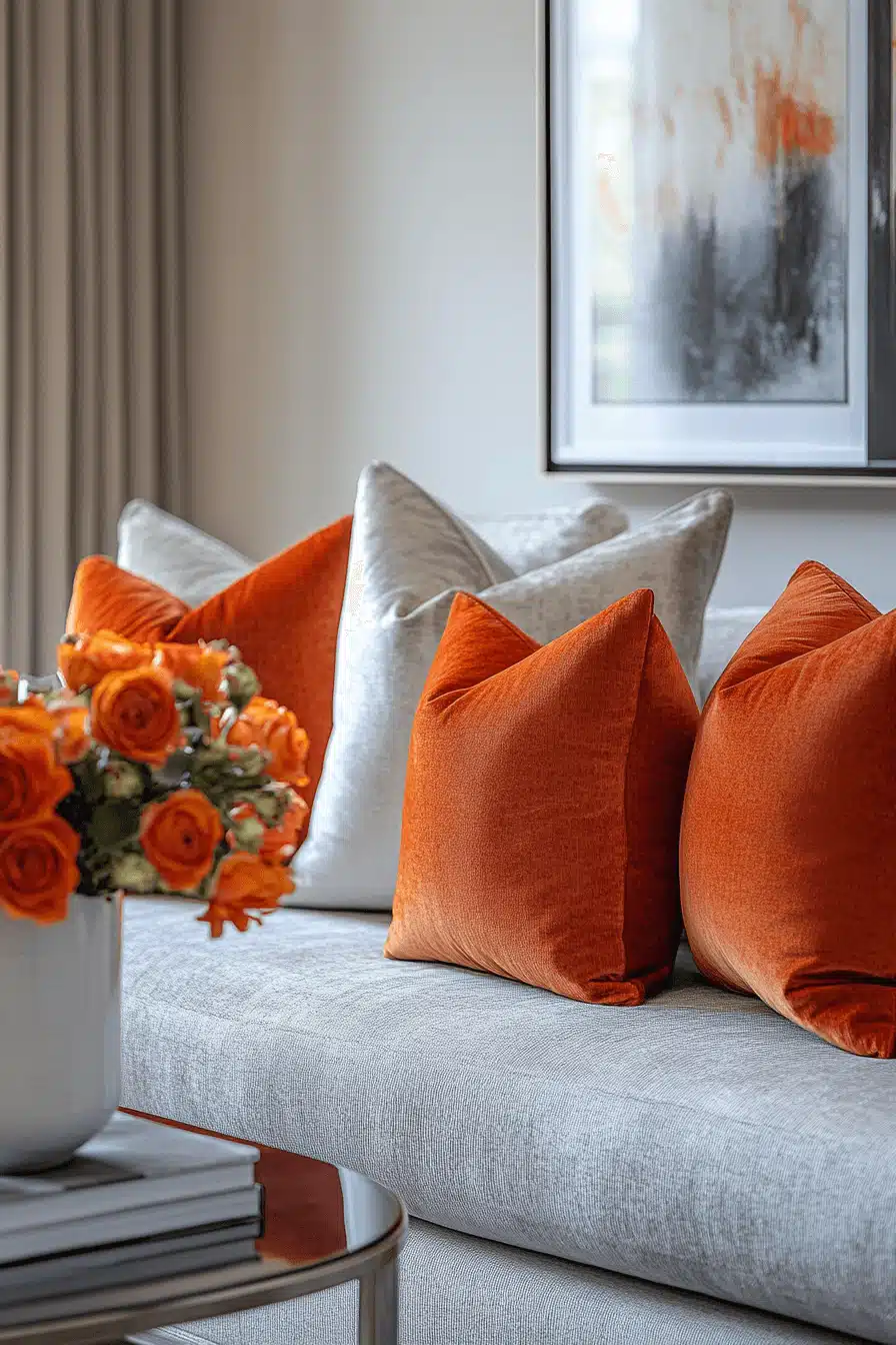 Grey and orange living room