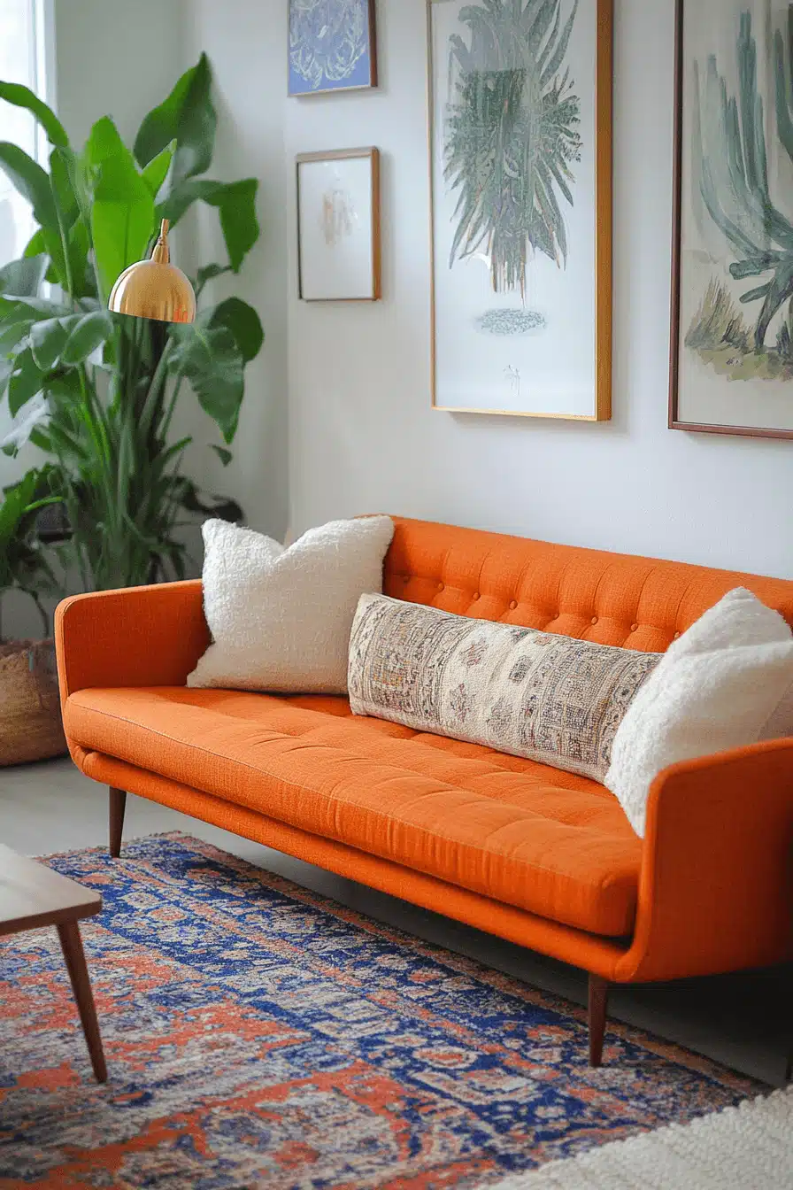 boho mid century modern living room