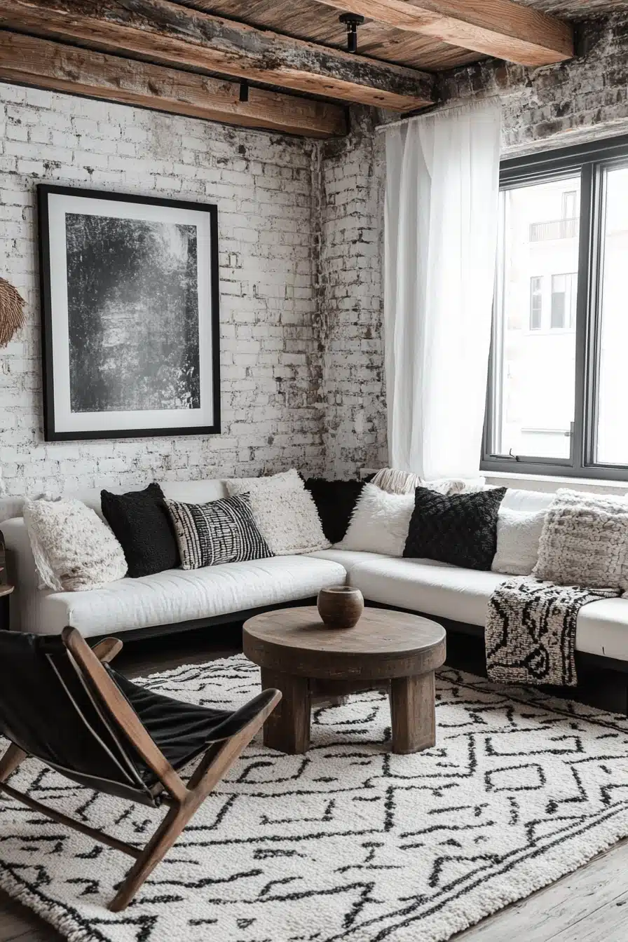 boho mid century modern living room