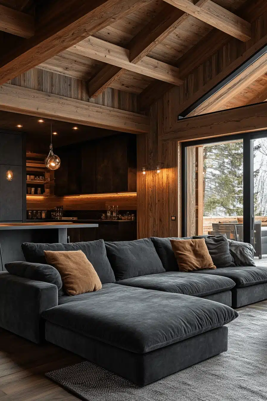 Charcoal sofa living room