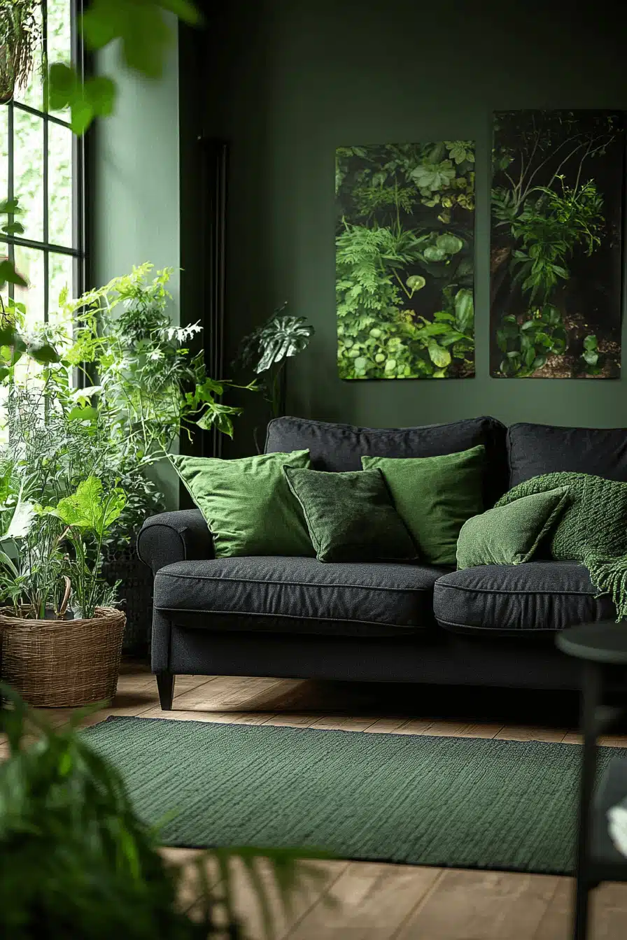 Charcoal sofa living room