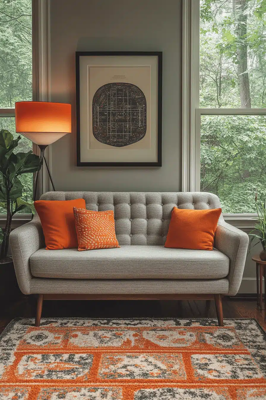 Grey and orange living room