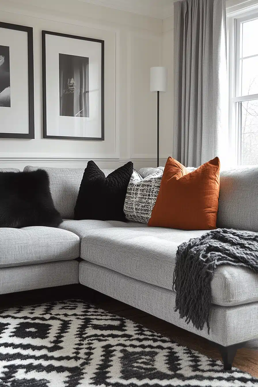 Grey couch aesthetic