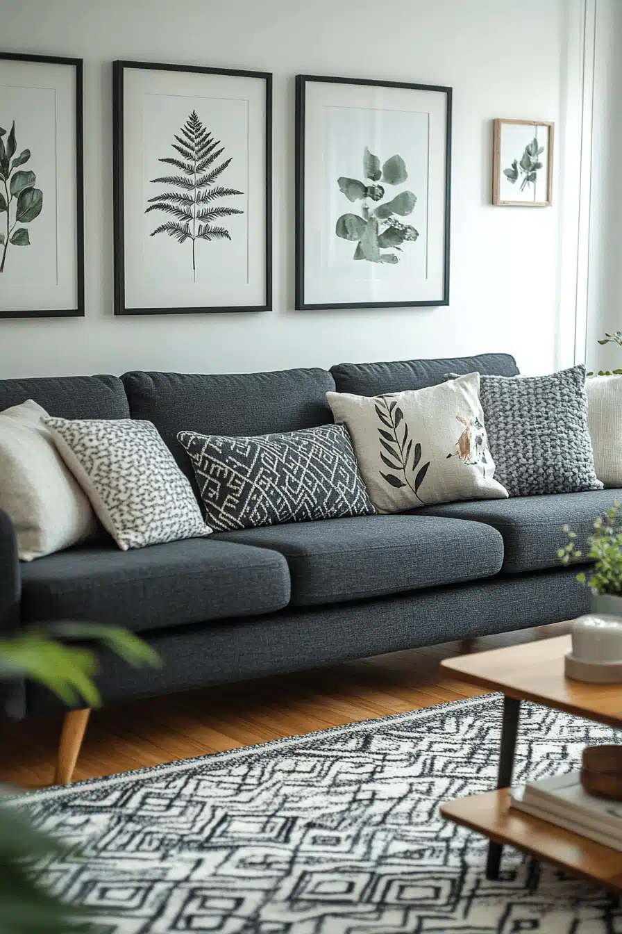 Charcoal sofa living room