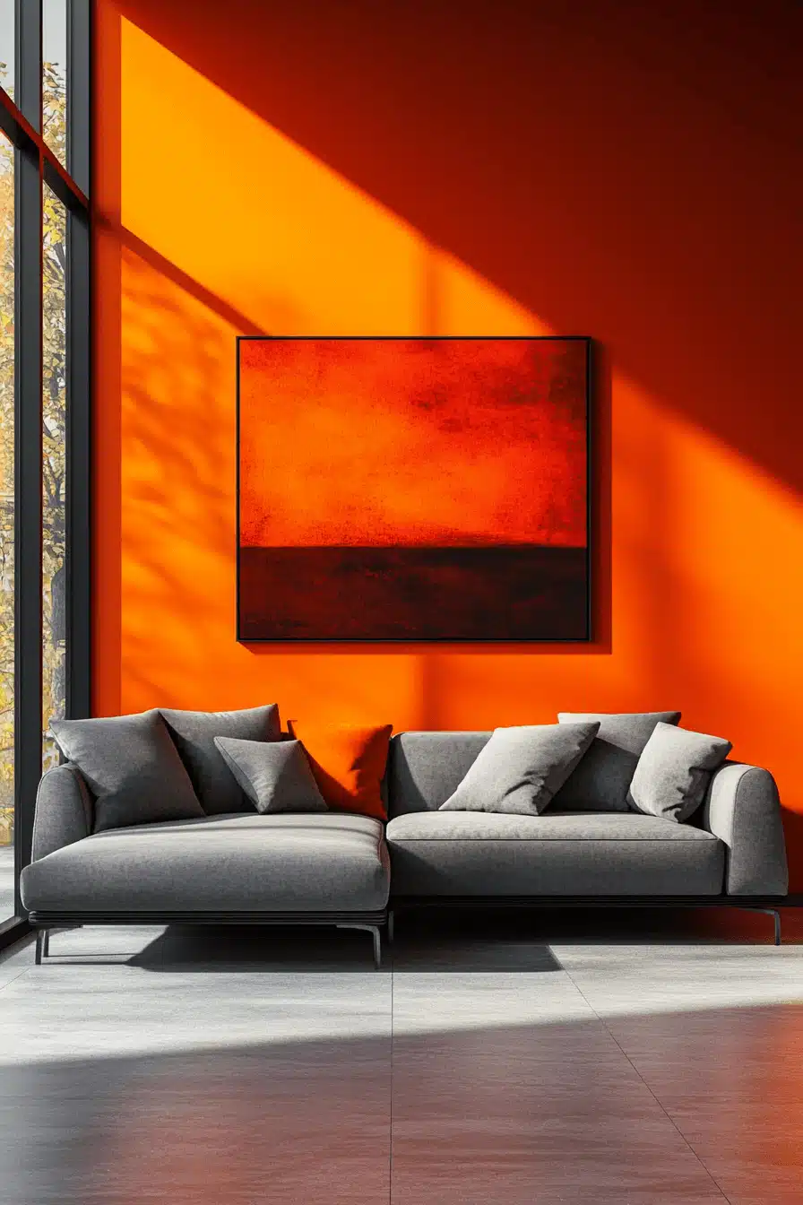 Grey and orange living room