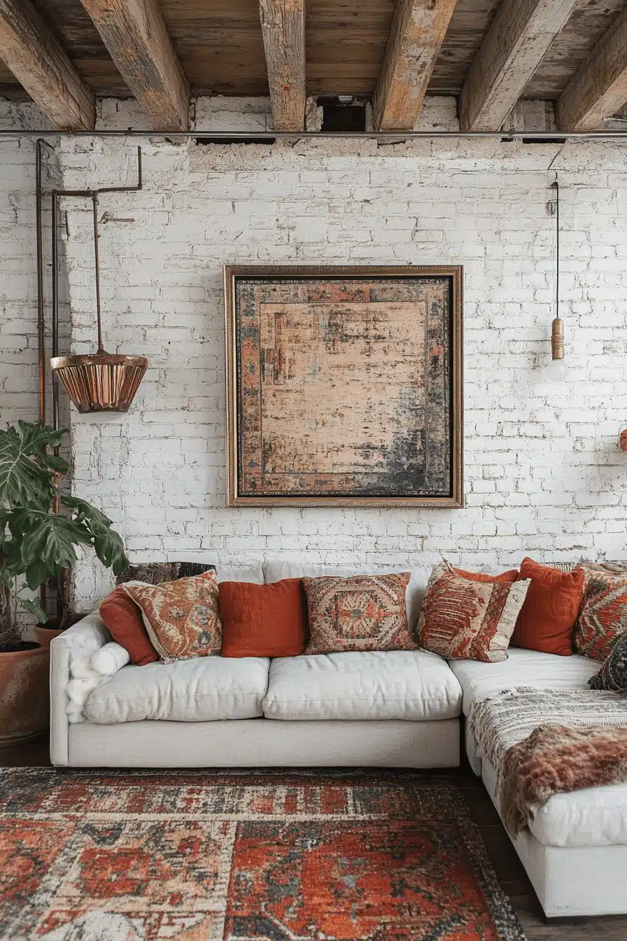 boho mid century modern living room