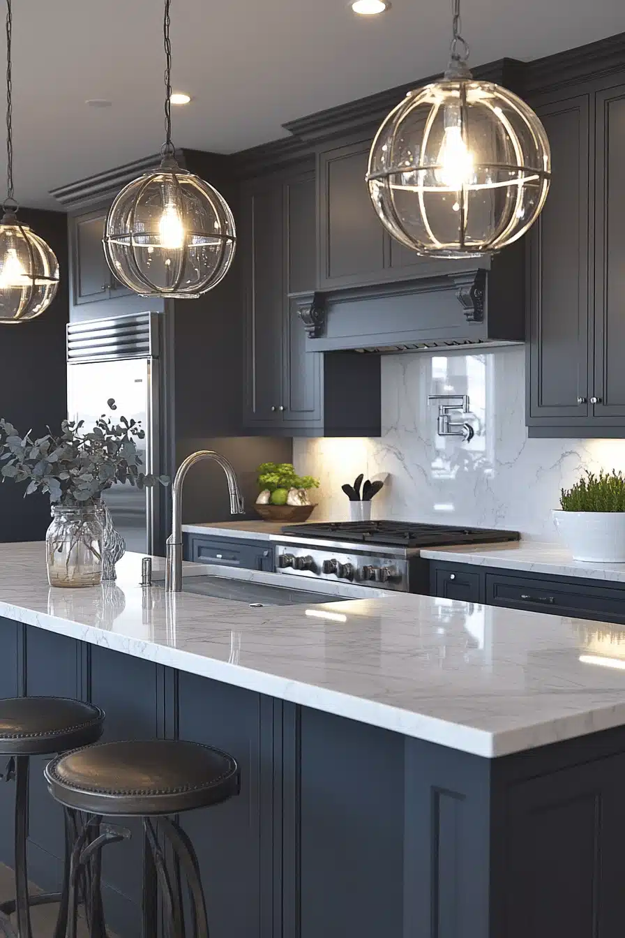 dark grey kitchen cabinets