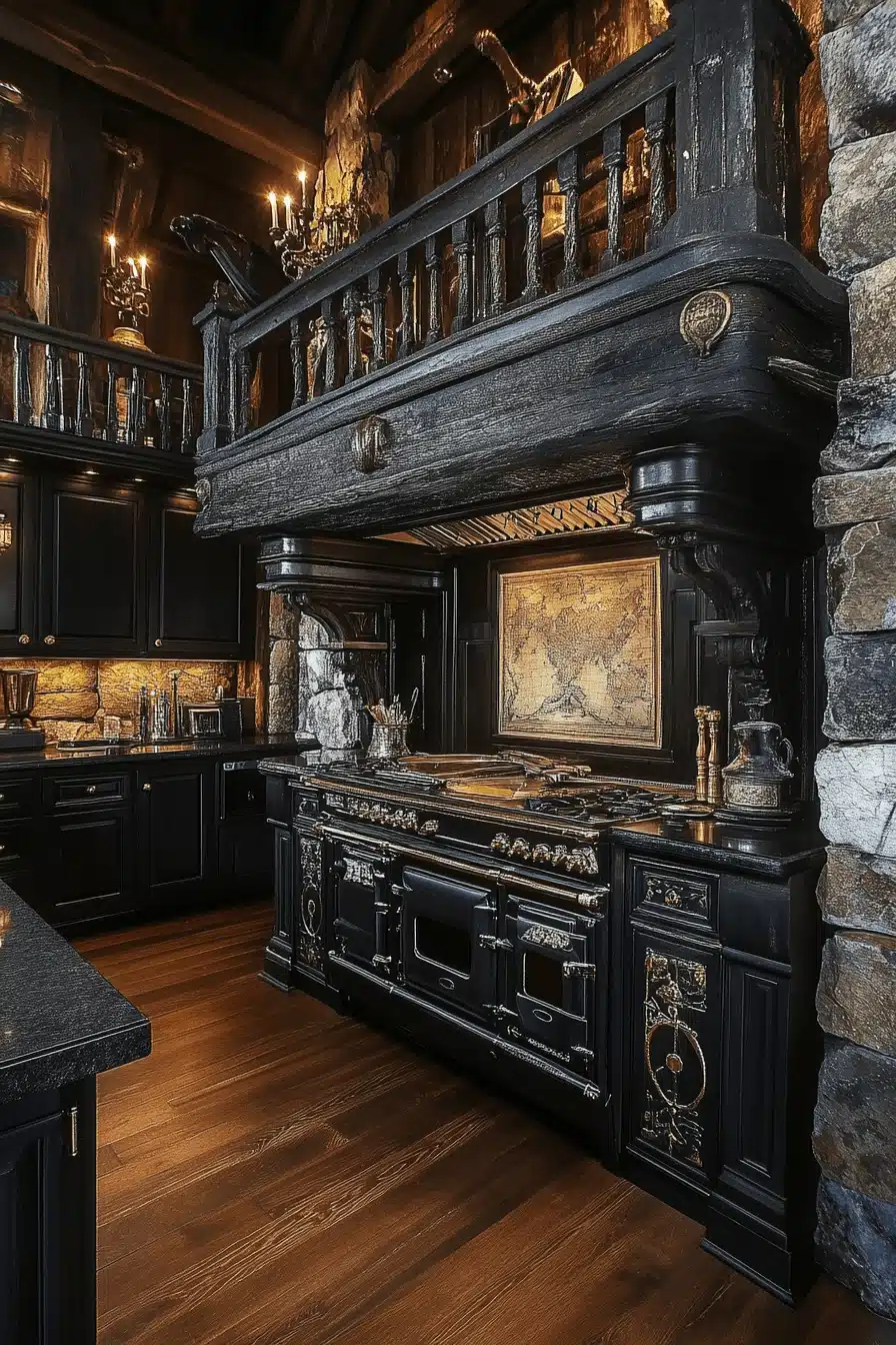dark academia kitchen