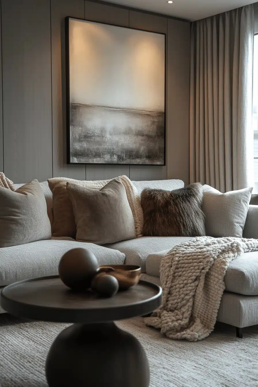moody neutral living room