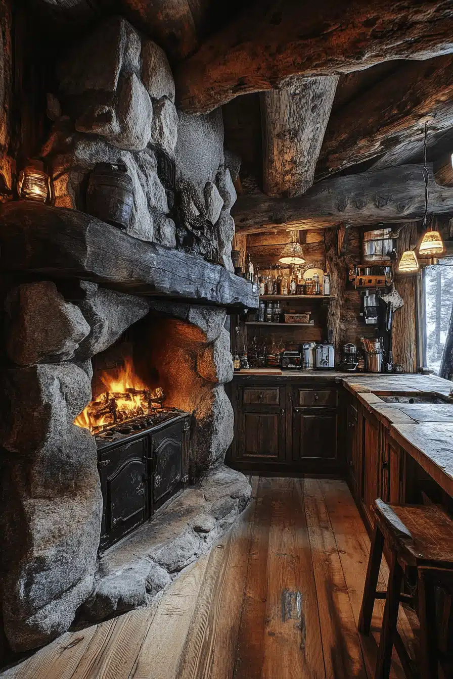 old cabin interior kitchen