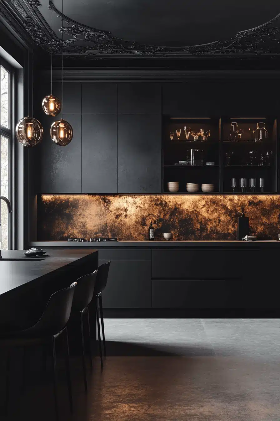 dark and moody kitchen