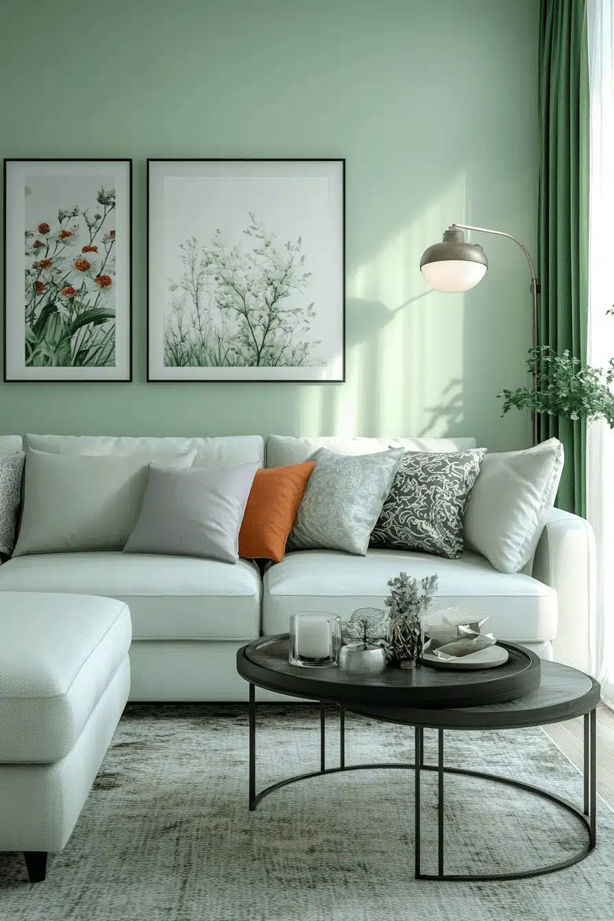 green living room decor