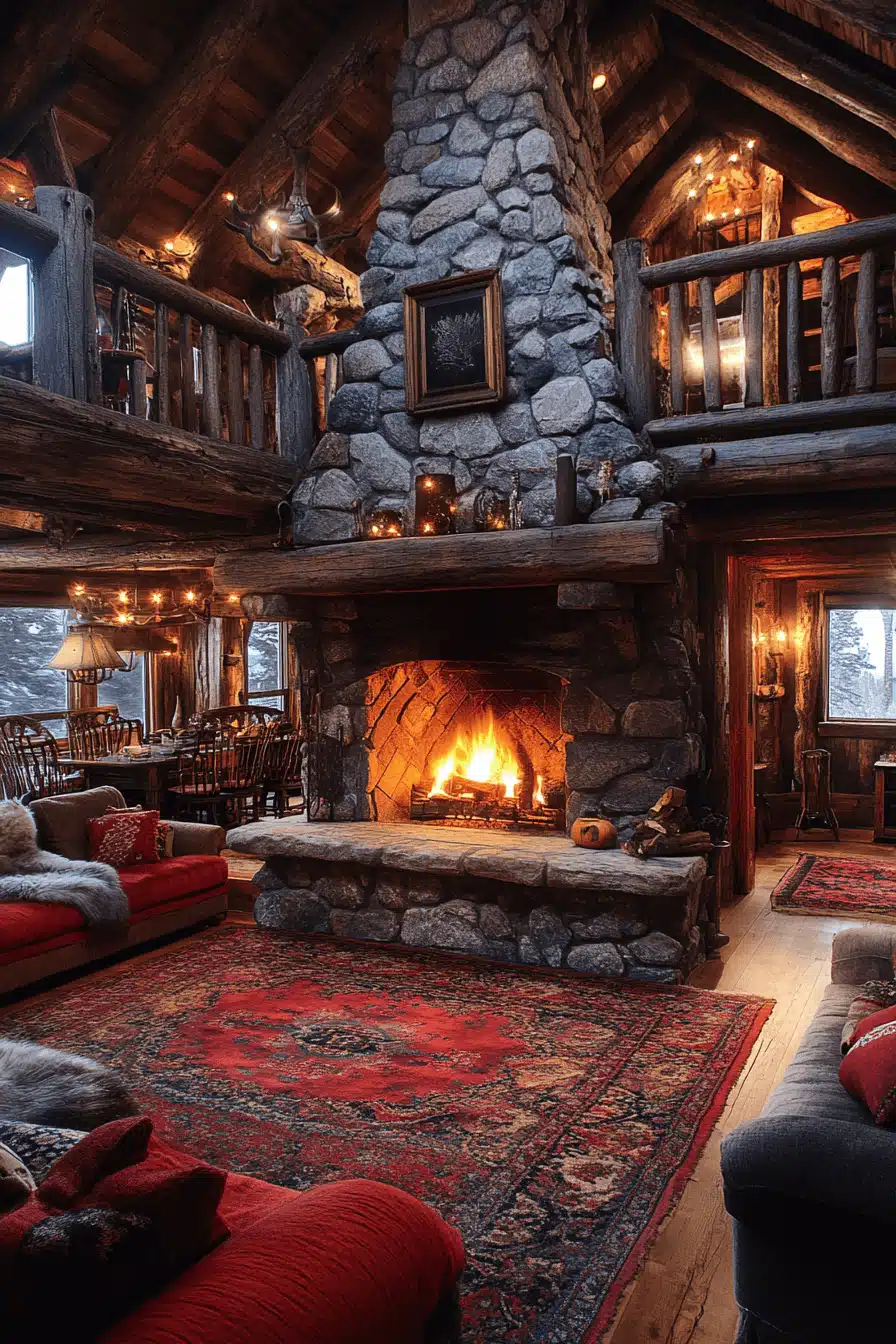 old cabin interior living room