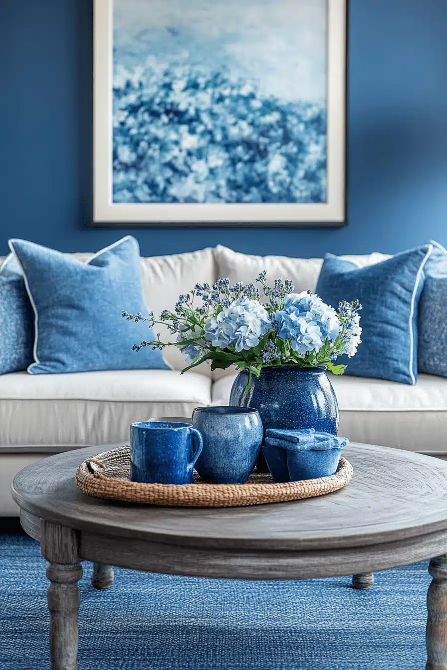 blue living room decor