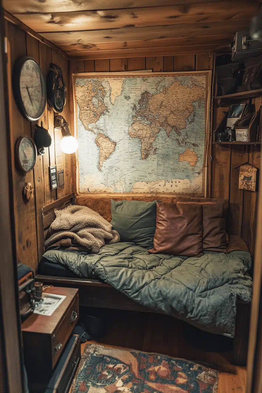 old cabin interior bedroom