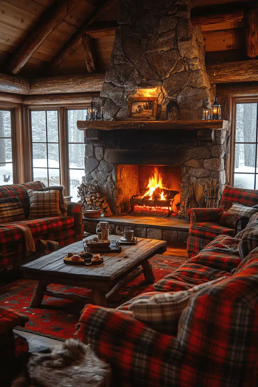 old cabin interior living room