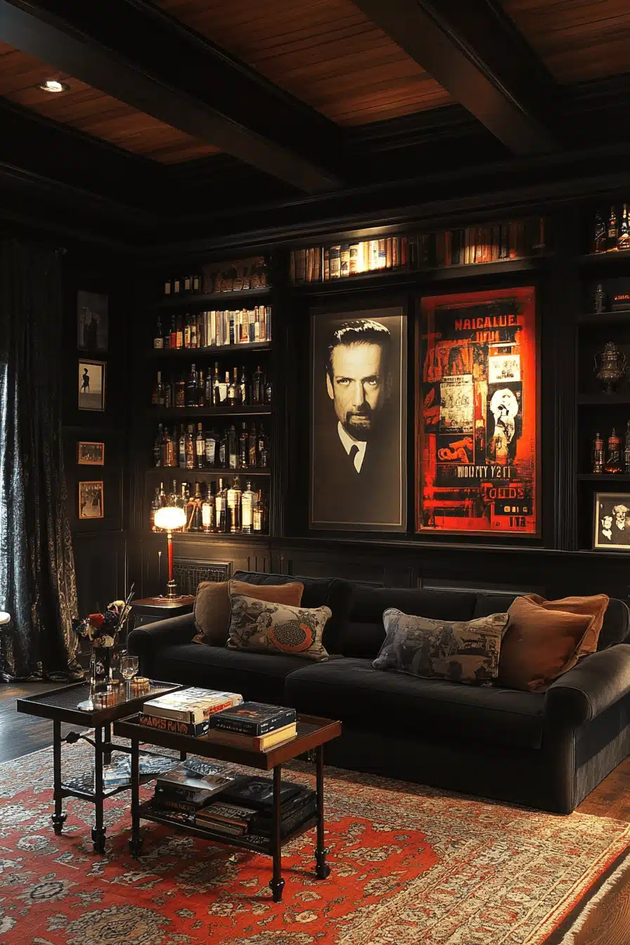 moody vintage living room
