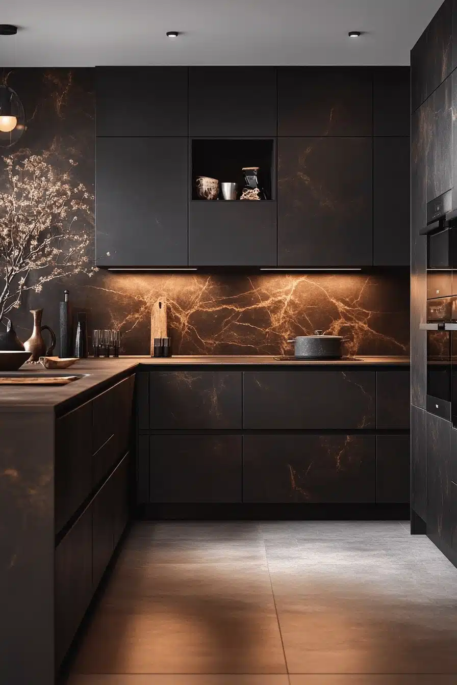 moody kitchen cabinets
