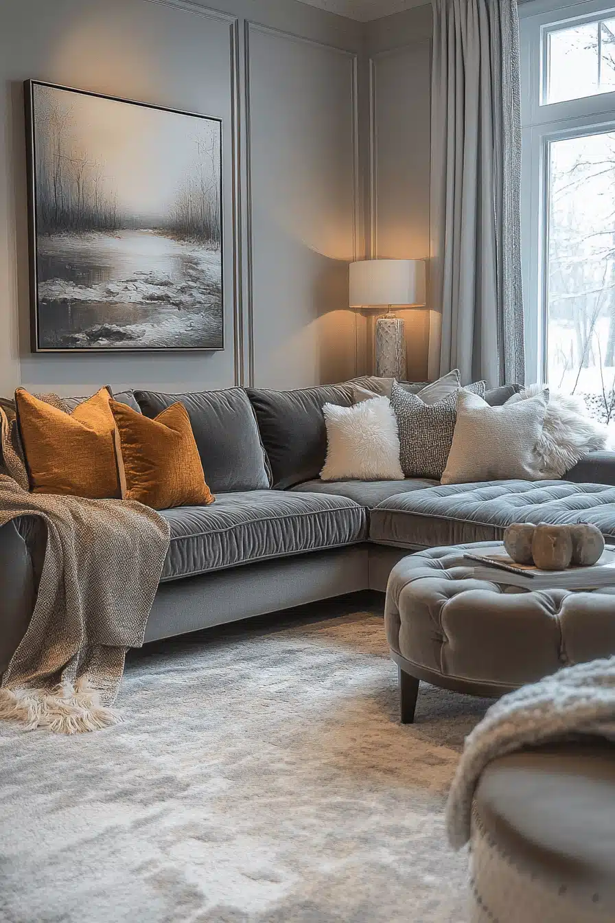 gray couch living room