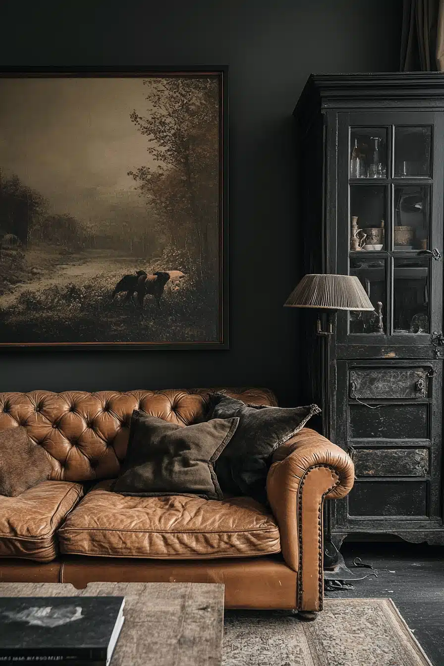 moody vintage living room